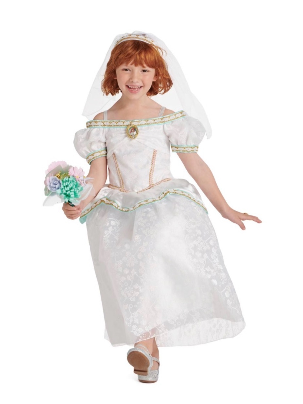Disney Store Little Mermaid Ariel White Wedding Dress & Veil Costume
